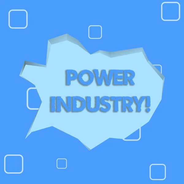 Writing note showing Power Industry. Business photo showcasing industries involved in the production and sale of energy Pale Blue Speech Bubble in Irregular Cut 3D Style Backdrop. — ストック写真