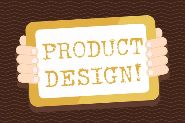 Skrivanteckning som visar produktdesign. Business foto visa upp processen för att skapa eller förbättra en produkt för kunders behov Color Tablet Smartphone med skärm handhållen baksida av Gadget. — Stockfoto