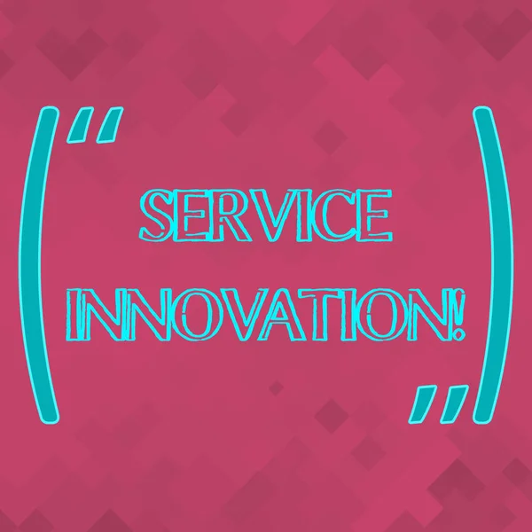 Handschrift Textservice Innovation. Konzept bedeutet, die Art und Weise zu ändern, wie Sie Ihren Kunden ein besseres rosafarbenes, einfarbiges, quadratisches Gittermuster für technisches Design servieren. — Stockfoto