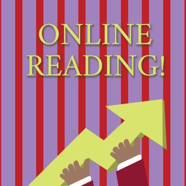 El yazısı metin yazma Online Okuma. Anlam ayıklama kavramı anlamı el tutan Renkli Huge 3d Ok İşaret ve Going Up bir dijital formatfotoğraf.