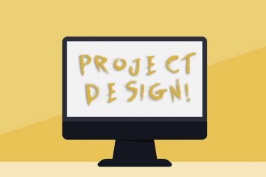Word writing text Project Design. Business concept for process of creating or improving a product for clients needs Blank Space Desktop Computer Colorful Monitor Screen Freestanding on Table.