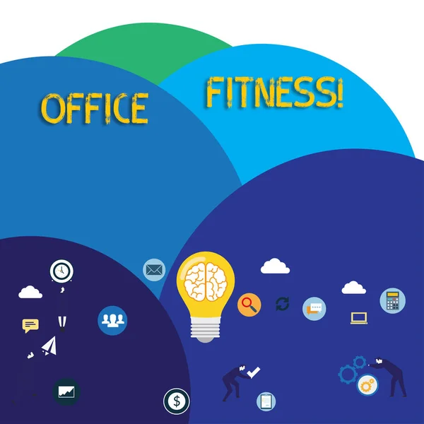 书写便条，显示办公室的健康。 商业图片，展示在工作场所鼓励健康和平衡的生活方式商业数字营销符号，元素和概念图标. — 图库照片