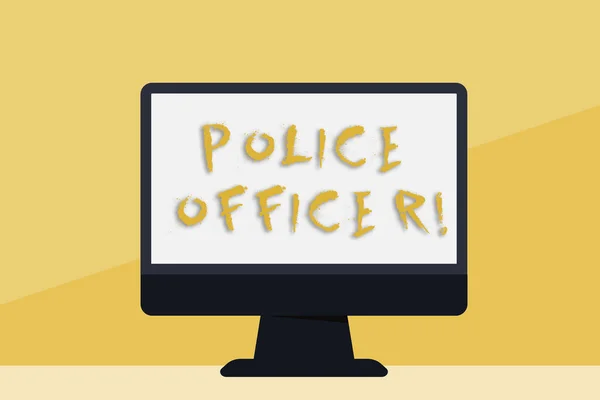 Word writing text Police Officer. Business concept for a demonstrating who is an officer of the law enforcement team Blank Space Desktop Computer Colorful Monitor Screen Freestanding on Table. — Stock Photo, Image