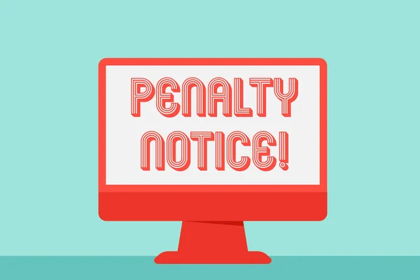 Writing note showing Penalty Notice. Business photo showcasing the immediate fine given to showing for minor offences Desktop Computer Colorful Monitor Screen Freestanding Table. — 스톡 사진