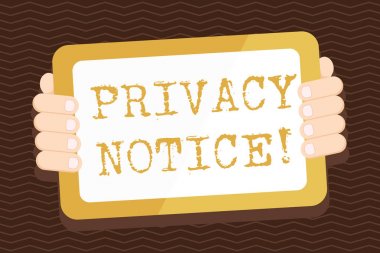 Mahremiyet Bildirisi 'ni gösteren bir not yazıyorum. İş fotoğrafı gösterimi, bir müşteriyi ya da istemciyi Gadget 'ın Elle Tutulan Arkası ile birlikte Renk Tableti Akıllı Telefonunun korunması için yasal bir şartı karşılar.