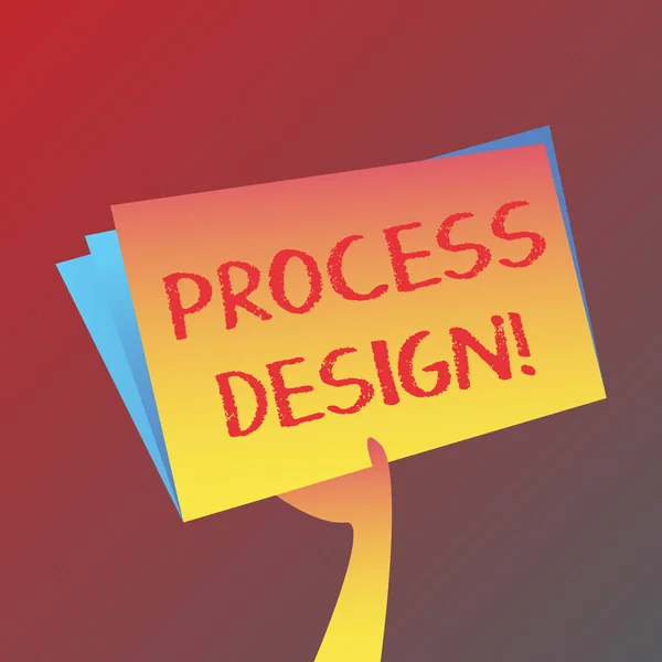 Scrittura concettuale a mano che mostra Process Design. Processo di testo fotografico aziendale di creazione e sviluppo di un piano per un prodotto Cartella di file di colore dello spazio vuoto con foglio all'interno . — Foto Stock