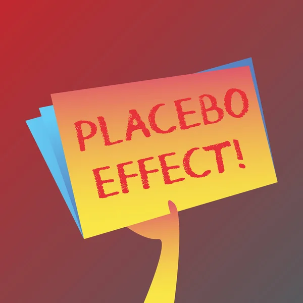 Konzeptionelle Handschrift mit Placeboeffekt. Business-Foto-Text eine vorteilhafte Wirkung durch ein Placebo-Medikament oder Behandlung Hand hält Leerraum Farb-Aktenordner mit Blatt innen produziert. — Stockfoto