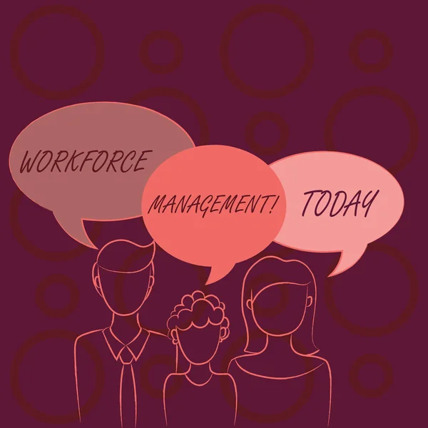 Word writing text Workforce Management. Business concept for use to optimize the productivity of its employees Family of One Child Between Father and Mother and Their Own Speech Bubble. — Stock Photo, Image