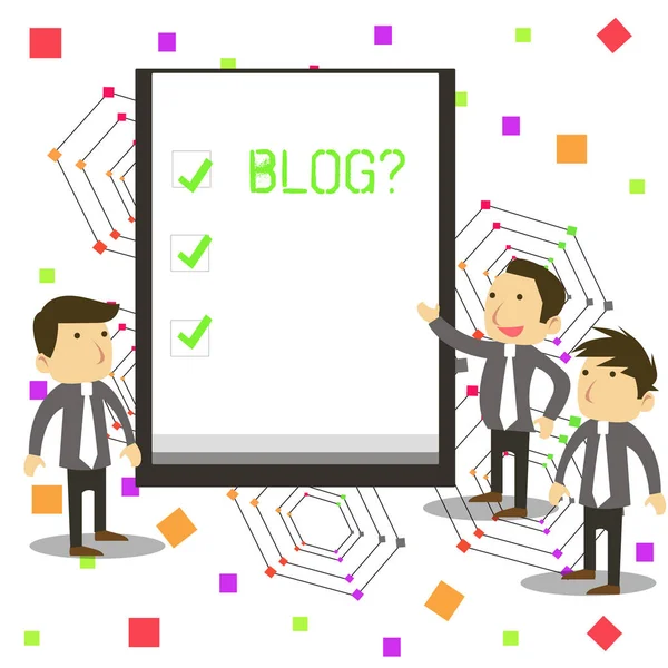 Teks tulisan tangan Blogquestion. Konsep makna secara teratur update halaman web yang dijalankan oleh individu . — Stok Foto