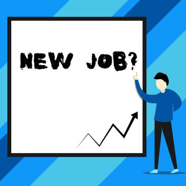 Yeni İş Sorusunu gösteren metin işareti. Birisi uygun olup olmadığını öğrenmek istedi Kavramsal fotoğraf resmi toplantı.