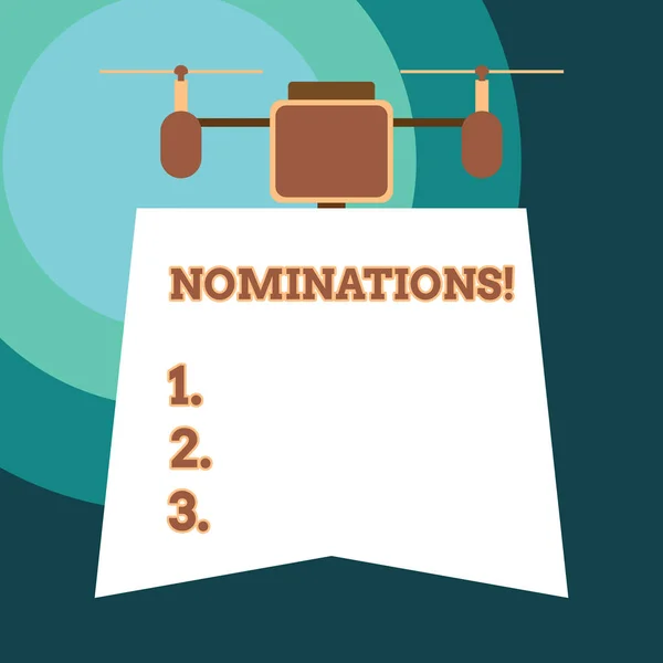 Nominaties voor handgeschreven tekst. Concept betekent actie van Nominating Committee of staat genomineerd voor prijs. — Stockfoto