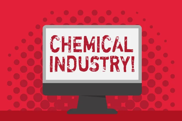 Word writing text Chemical Industry. Business concept for comprises the companies that produce industrial chemicals Blank Space Desktop Computer Colorful Monitor Screen Freestanding on Table.