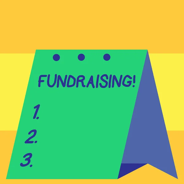 Ord skrivning text fundraising. Affärsidé för att försöka generera ekonomiskt stöd till välgörenhet eller orsaka. — Stockfoto