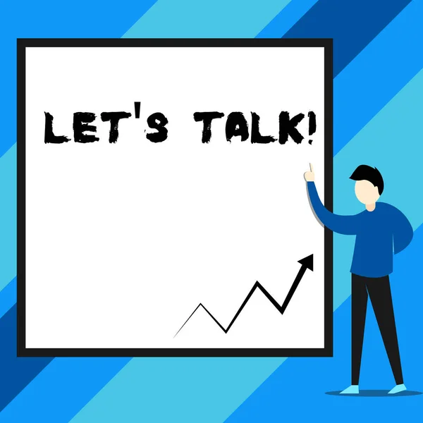 Tekstbord met Let S Talk. Conceptuele foto ze suggereren begin gesprek over een specifiek onderwerp. — Stockfoto