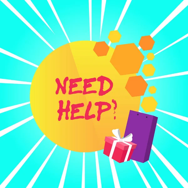 Sinal de texto mostrando Need Helpquestion. Foto conceitual para dar ou fornecer o que é necessário para realizar uma tarefa . — Fotografia de Stock