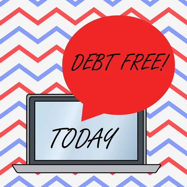 Signe texte montrant Debt Free. Photo conceptuelle ne possède pas d'argent ou de choses à une personne ou des entreprises . — Photo