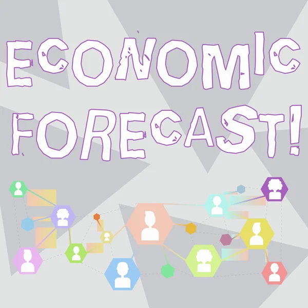 Word writing text Economic Forecast. Business concept for attempting to predict the future condition of the economy Online Chat Head Icons with Avatar and Connecting Lines for Networking Idea. — Stock Photo, Image