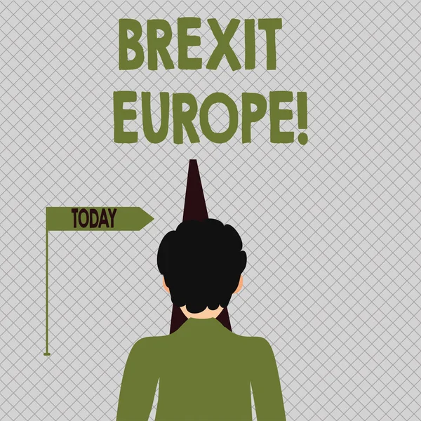 Ecriture conceptuelle montrant l'Europe du Brexit. Business photo texte possibilité pour la Grande-Bretagne de se retirer de l'Union européenne Homme faisant face à la distance et bloquant la vue du droit chemin étroit . — Photo