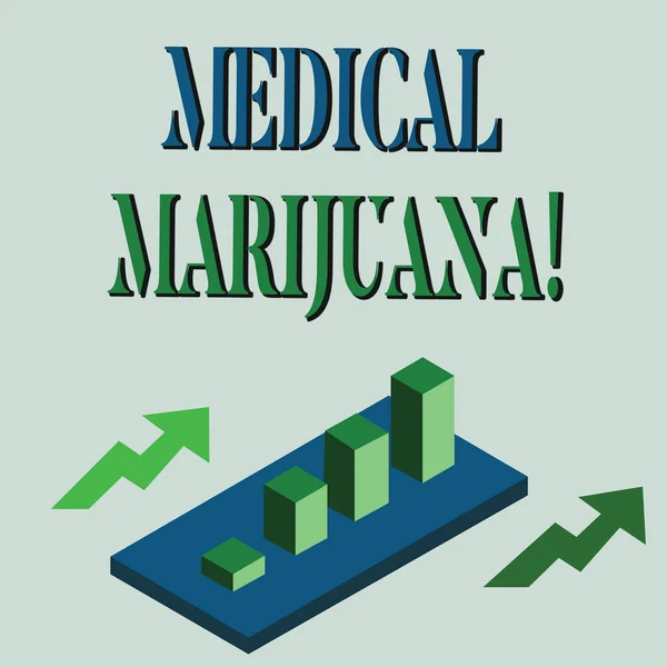 Palavra escrita texto Medical Marijuana. Conceito de negócio para recomendado examinando como tratamento de uma condição médica Gráfico Gráfico Gráfico Gráfico de Gráfico de Barras 3D Agrupado Colorido em Perspectiva com Duas Setas . — Fotografia de Stock