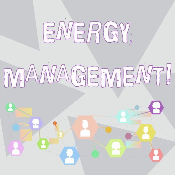 Word writing text Energy Management. Business concept for way of tracking and monitoring energy to conserve usage Online Chat Head Icons with Avatar and Connecting Lines for Networking Idea.