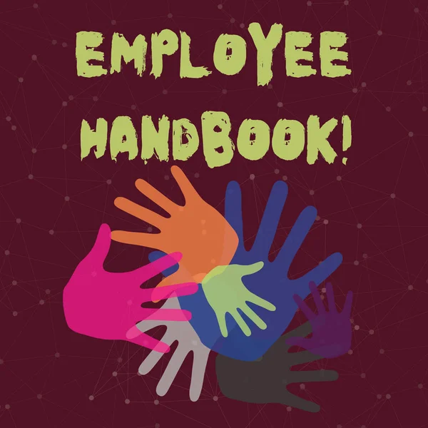 Manuscrito texto Employee Handbook. Significado conceito afirma as regras e regulamentos e políticas de uma empresa Marcas de Mão de Cor de Diferentes Tamanhos Sobreposição para Trabalho em Equipe e Criatividade . — Fotografia de Stock