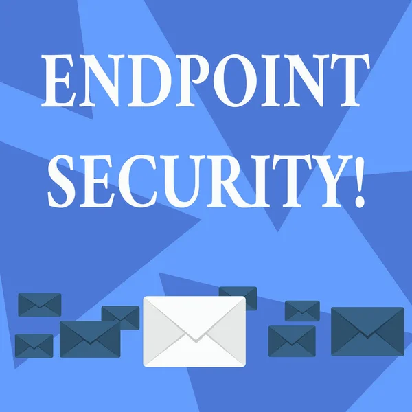 Writing note showing Endpoint Security. Business photo showcasing the methodology of protecting the corporate network Color Envelopes in Different Sizes with Big one in Middle. — 스톡 사진