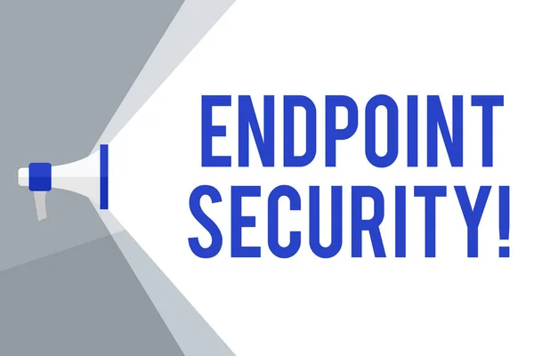 Writing note showing Endpoint Security. Business photo showcasing the methodology of protecting the corporate network Megaphone Extending the Volume Range through Space Wide Beam. — 스톡 사진