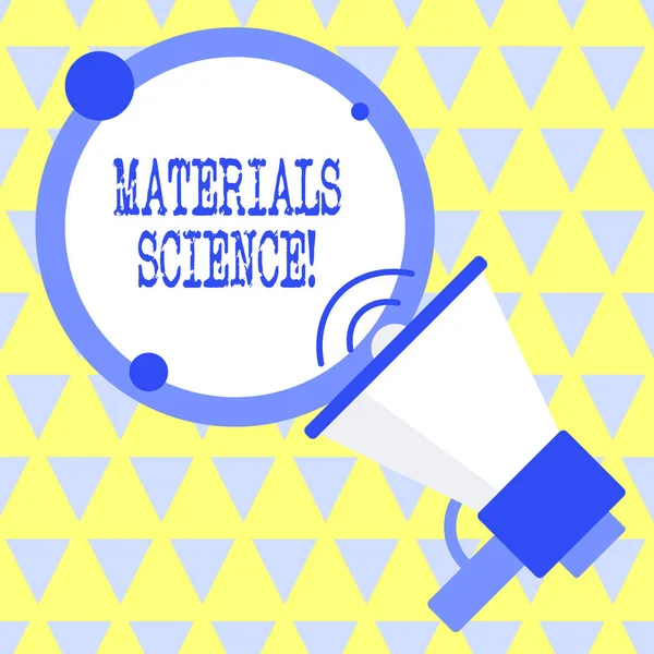 Πινακίδα κειμένου που δείχνει την επιστήμη των υλικών. Εννοιολογικό διαεπιστημονικό πεδίο που περιλαμβάνει τις ιδιότητες της ύλης. — Φωτογραφία Αρχείου