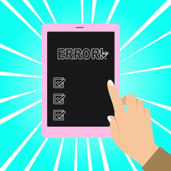 Note d'écriture montrant Erreur. Photo d'affaires montrant l'état ou la condition d'avoir tort dans le jugement de conduite ou le programme . — Photo
