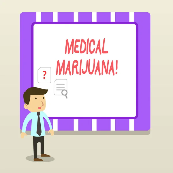 Skriva text Medicinsk Marijuana. Begreppet rekommenderas genom att undersöka som behandling av ett medicinskt tillstånd. — Stockfoto