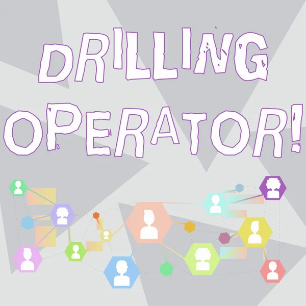 Word writing text Drilling Operator. Business concept for someone that do the rigging and drilling operations Online Chat Head Icons with Avatar and Connecting Lines for Networking Idea.