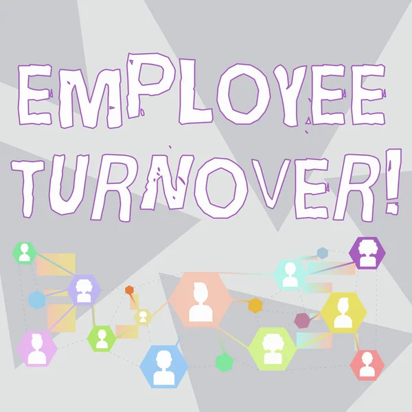 Word writing text Employee Turnover. Business concept for the percentage of workers who leave an organization Online Chat Head Icons with Avatar and Connecting Lines for Networking Idea. — 스톡 사진