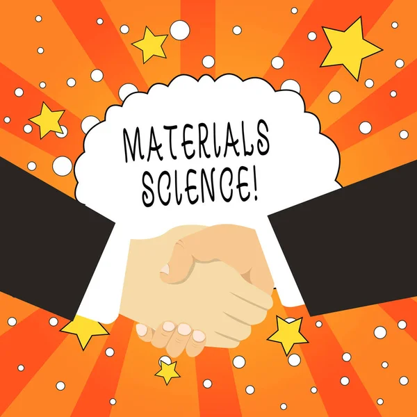 Texto para escrita de palavras Materials Science. Conceito de negócio para o campo interdisciplinar envolvendo as propriedades da matéria . — Fotografia de Stock