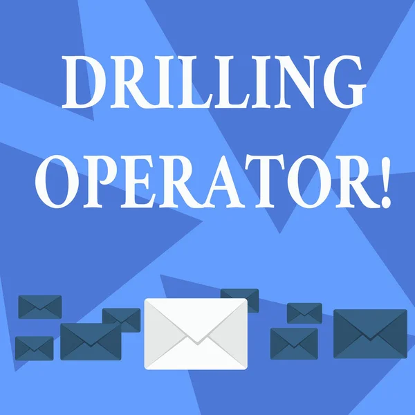 Writing note showing Drilling Operator. Business photo showcasing someone that do the rigging and drilling operations Color Envelopes in Different Sizes with Big one in Middle.