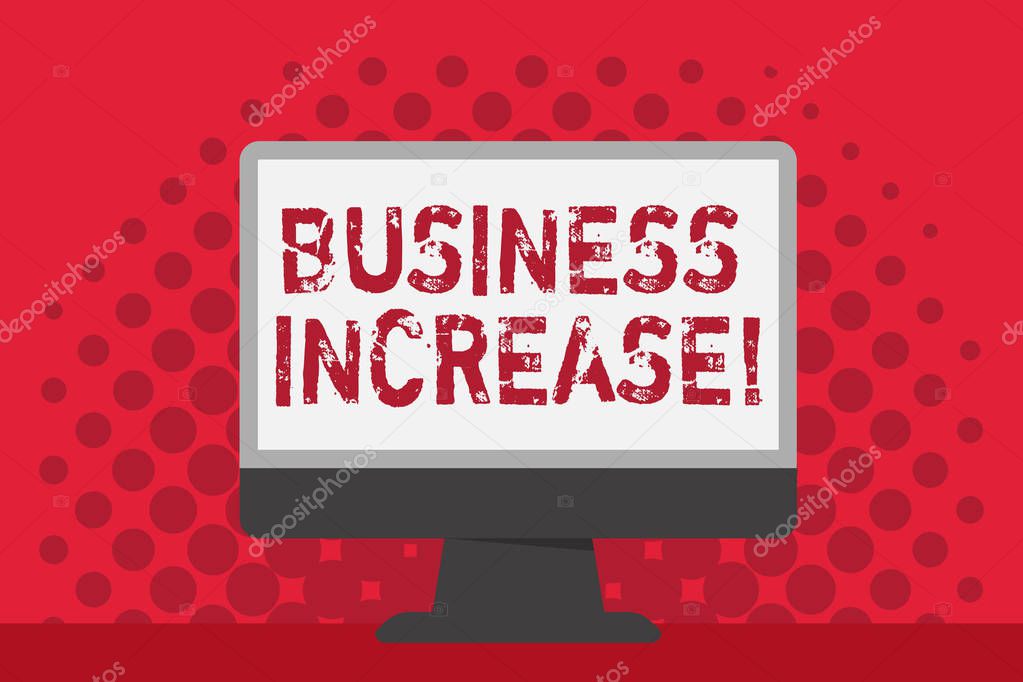 Word writing text Business Increase. Business concept for improving some measure of an enterprise s is success Blank Space Desktop Computer Colorful Monitor Screen Freestanding on Table.