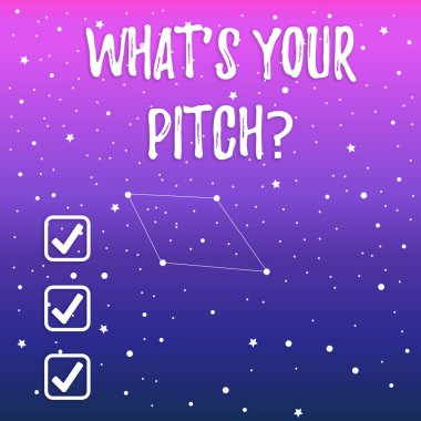 El yazısı metin Nedir S Your Pitch soru. Dikişsiz Beyaz Yıldız ve Nokta Dağınık ve Bir Desen ile ses veya müzik tonu Constellation özelliği hakkında soran kavramı.