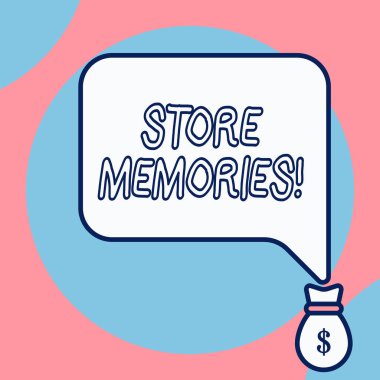 Kelime yazma mağazası anıları. Zihnin geçmiş duyuları depolama ve hatırlama yeteneği konsepti.