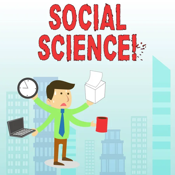 Konzeptuelle Handschrift, die Sozialwissenschaft zeigt. Wissenschaftliche Studie über die huanalyse der gesellschaft und soziale beziehungen. — Stockfoto