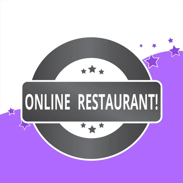 Escrita à mão texto escrevendo restaurante online. Conceito que significa internet que conecta o restaurante ou a empresa de alimentos . — Fotografia de Stock