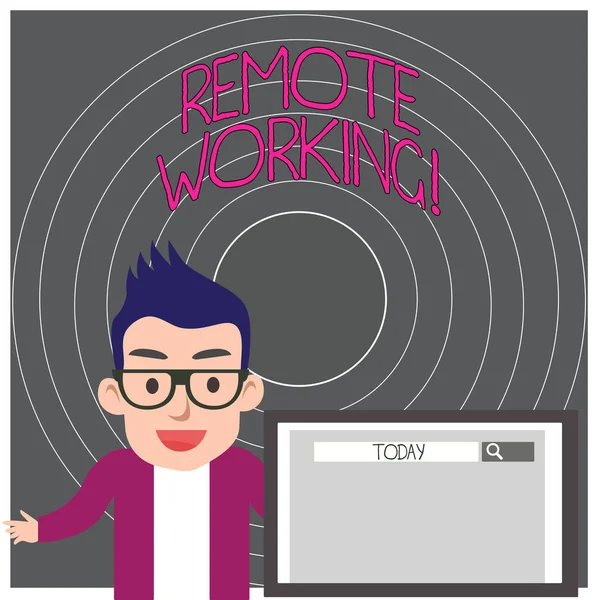 Writing note showing Remote Working. Business photo showcasing situation in which an employee works mainly from home. — 스톡 사진