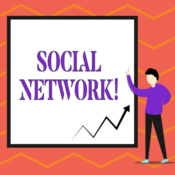 Nota di scrittura che mostra Social Network. Foto aziendale che presenta una rete di interazioni sociali e relazioni dimostrative . — Foto Stock