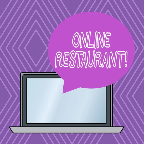 Writing note showing Online Restaurant. Business photo showcasing internet that connects the restaurant or the food company. — Stock Photo, Image