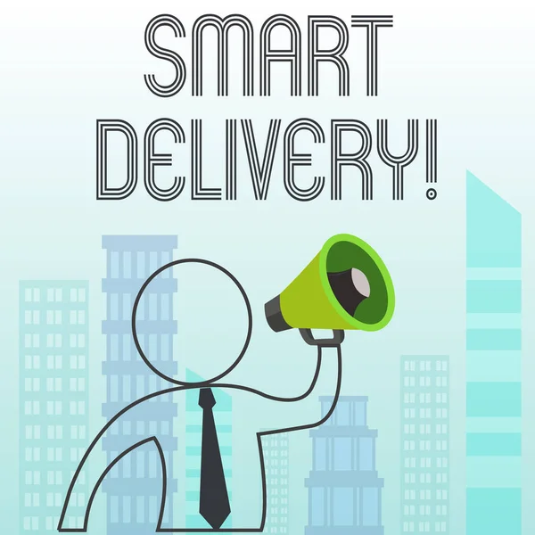 Text sign showing Smart Delivery. Conceptual photo Mobile solution for delivering and transporting goods faster. — Stock Photo, Image