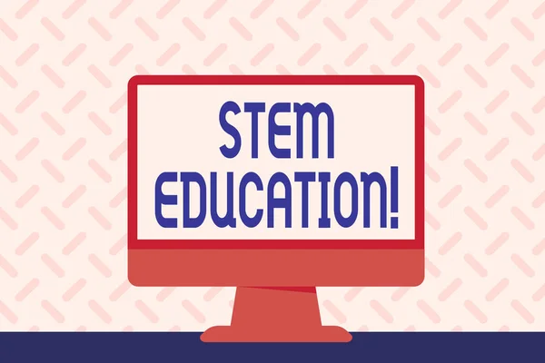 Text sign showing Stem Education. Conceptual photo develop to prepare primary and secondary students for college Blank Space Desktop Computer Colorful Monitor Screen Freestanding on Table.