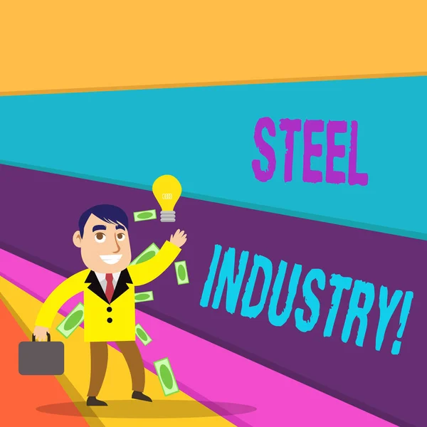 Psaní rukou rukopis ocelářství. Koncepce významu průmyslový sektor, který vyrábí a obchoduje v ocelářství. — Stock fotografie