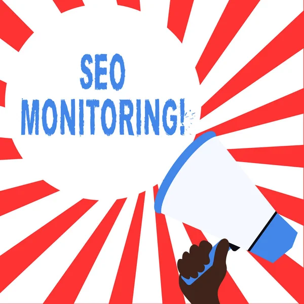 Texte d'écriture de mots Seo Monitoring. Concept d'entreprise pour le processus d'optimisation de la visibilité de votre site Web . — Photo