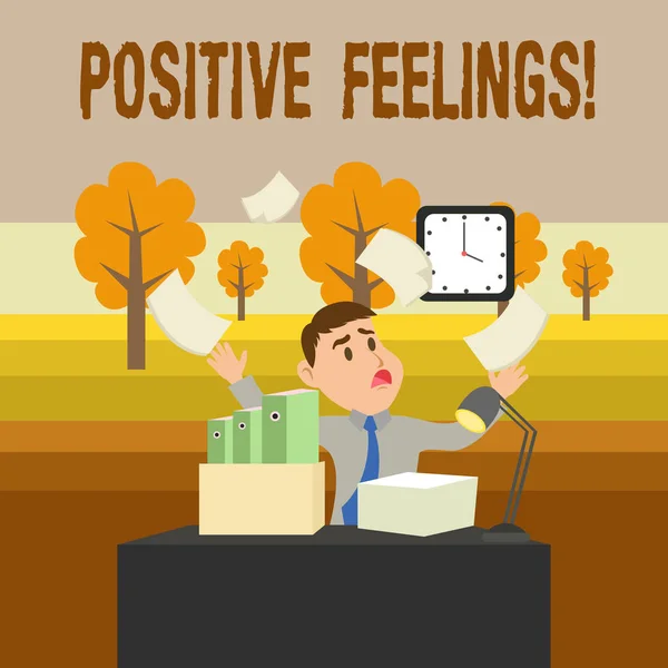 Conceptual hand writing showing Positive Feelings. Business photo showcasing any feeling where there is a lack of negativity or sadness. — Stock Photo, Image