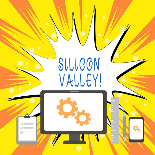 Text skylt som visar Silicon Valley. Konceptuell foto hem till analysisy Startup och globala teknikföretag. — Stockfoto