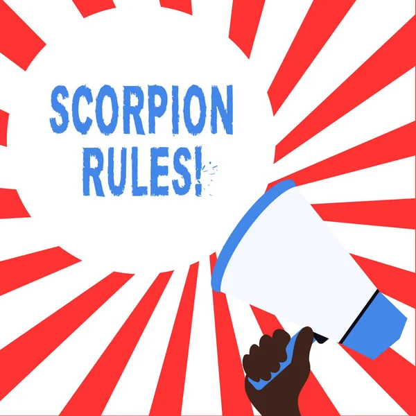 Ordskrift text Skorpion regler. Affärsidé för Dystopisk ungdomsroman av Erin Bow Fredens fångar. — Stockfoto