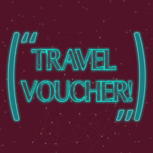 Text sign showing Travel Voucher. Conceptual photo Tradable transaction type worth a certain monetary value Seamless Digital Array of Nodes with Connecting Lines Forming Uneven Grid.